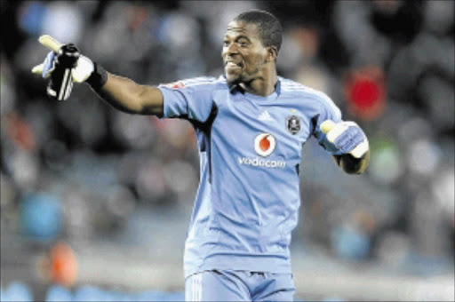 TAKING FLAK: Senzo Meyiwa during the Absa Premiership match between Orlando Pirates and Jomo Cosmos at Orlando Stadium on Monday. Photo: Gallo Images