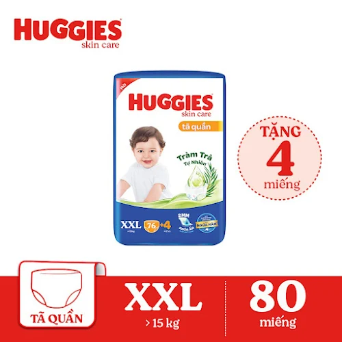 Tã quần Huggies Skincare Tràm Trà Tự Nhiên size XXL 76+4 miếng