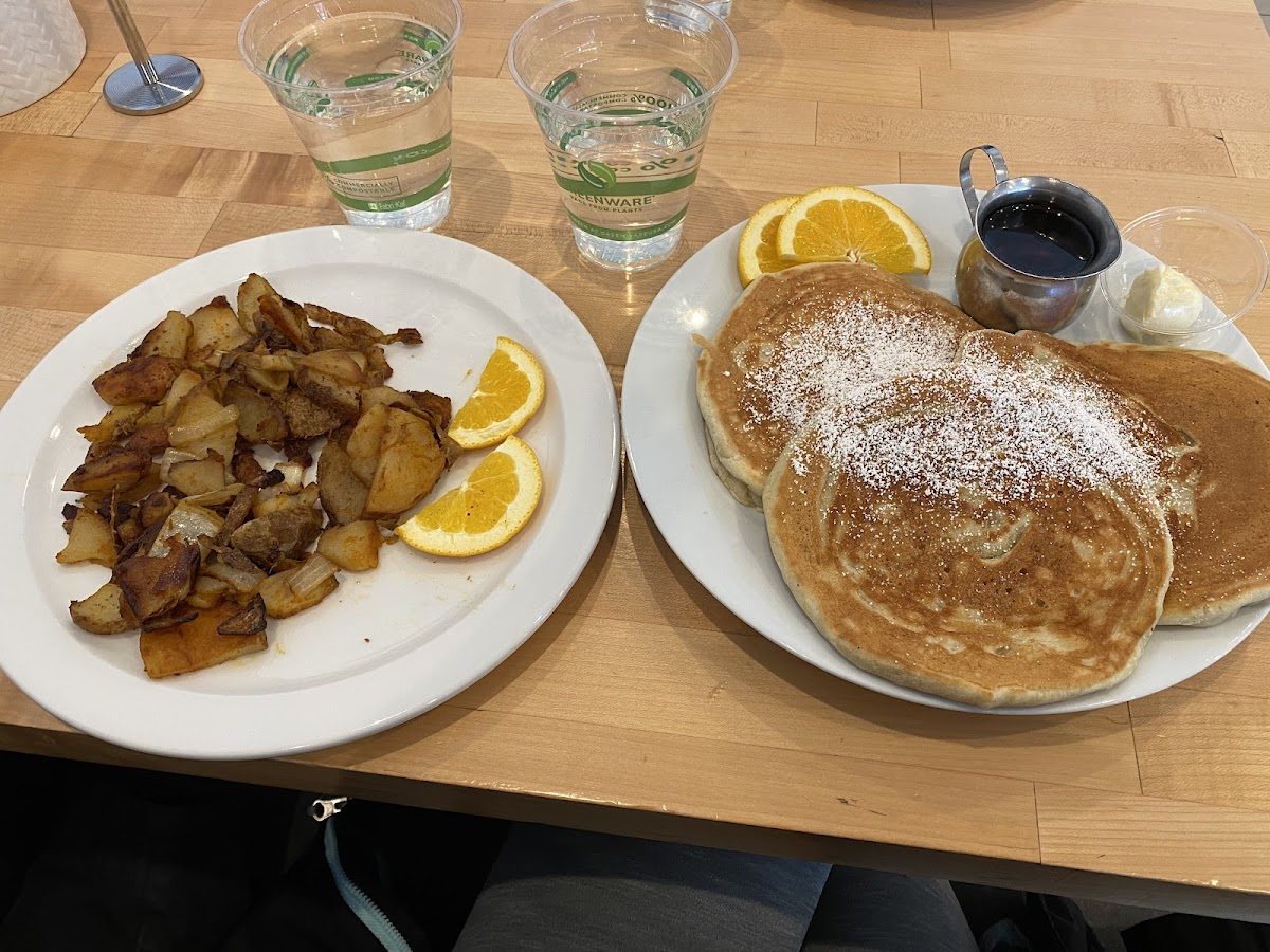 Gluten free pancakes and breakfast potatoes