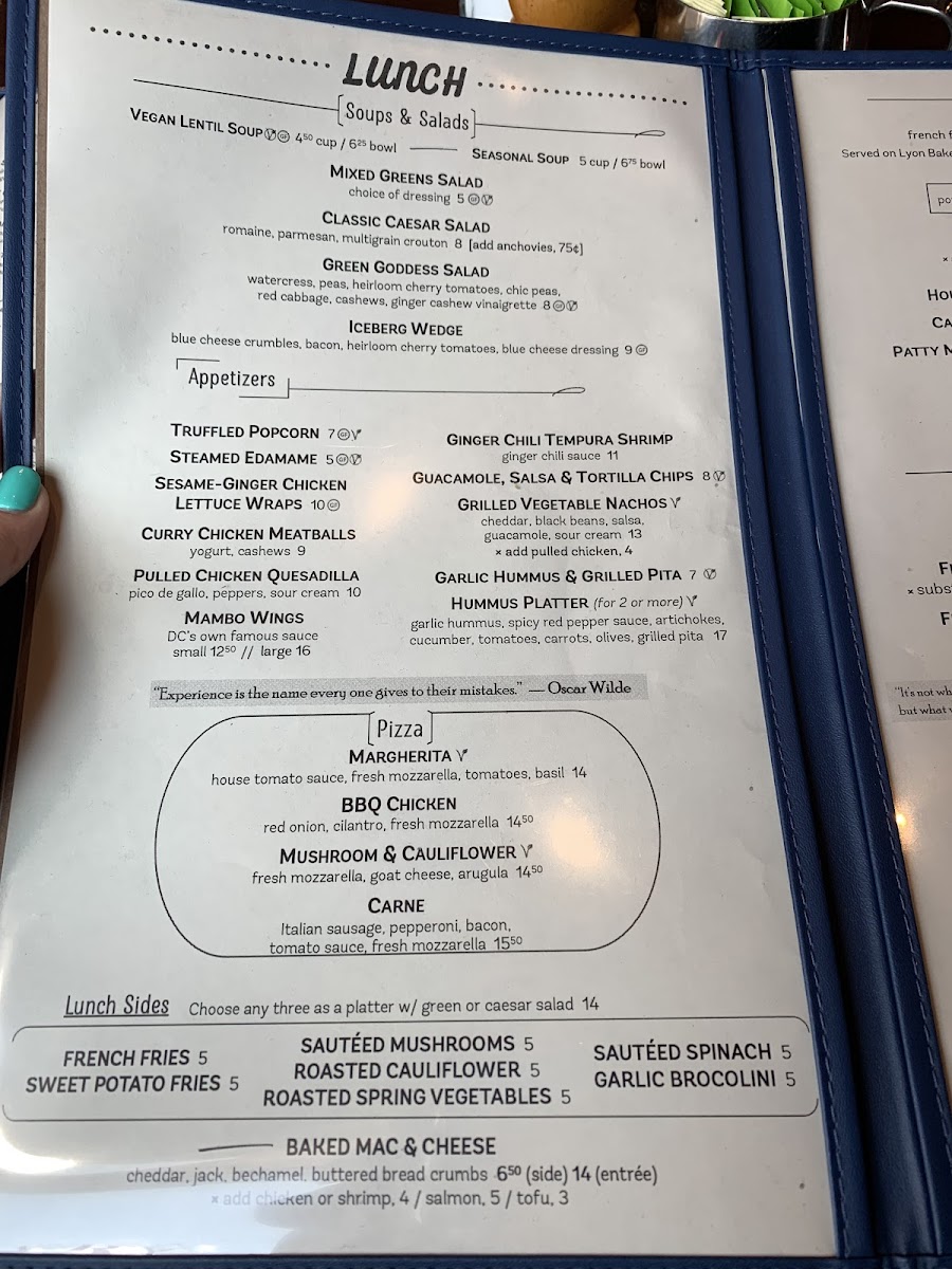 Commissary gluten-free menu