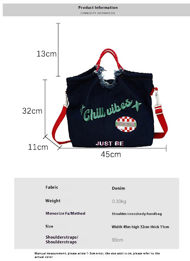 Title 1, Womens Large Capacity Embroidered Denim Should...