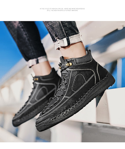 Title 4, High-End Leather Martin Boots Mens Versatile H...
