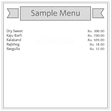 Puja Sweets menu 