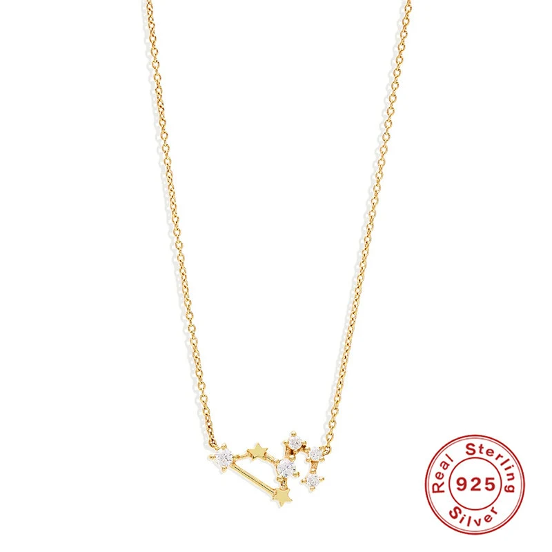 Collar S925 de plata de ley con doce constelaciones y diamantes, estilo INS europeo y americano, personalizado, ideal para realzar el escote.