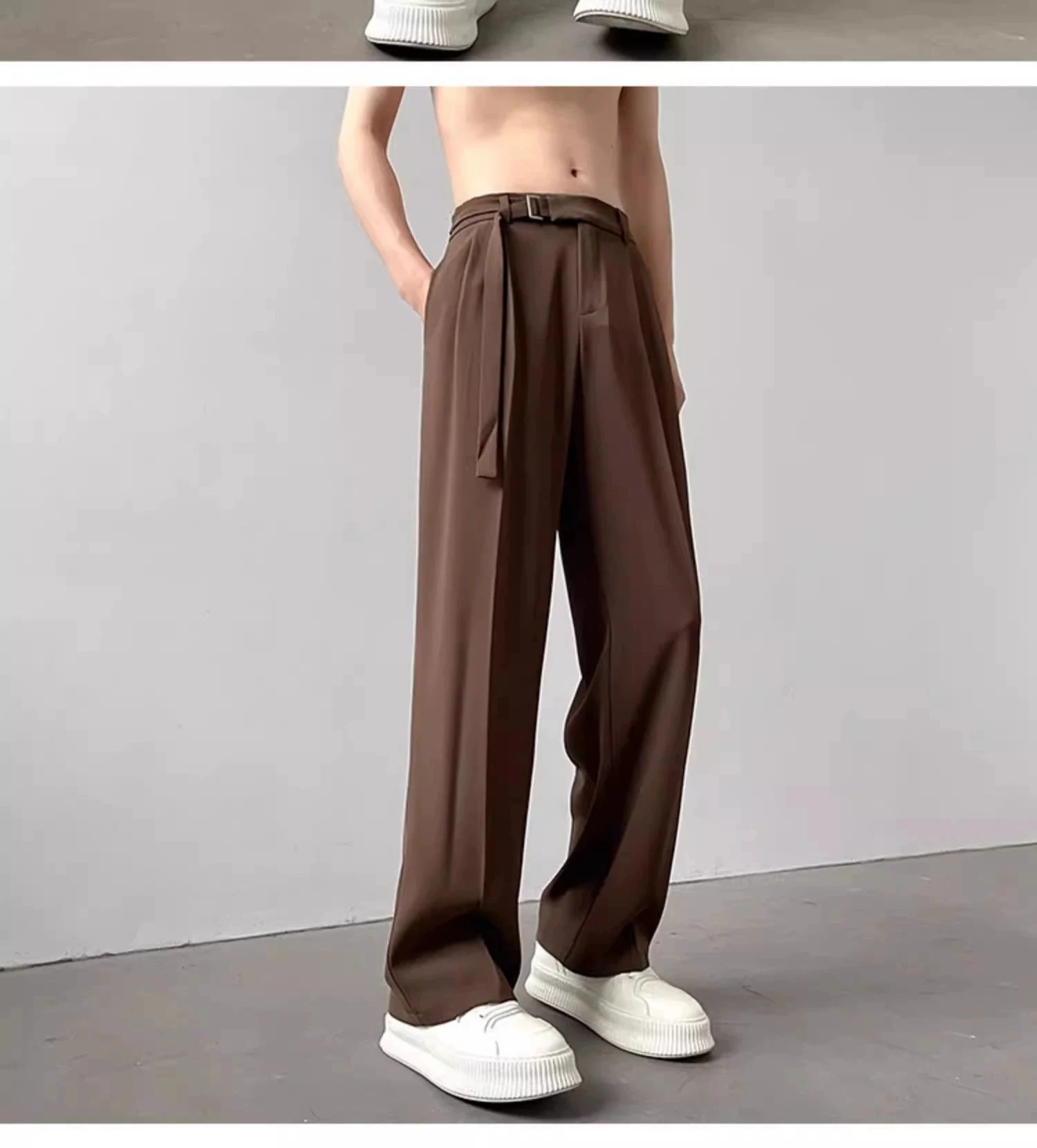 Title 12, Thin straight black wide leg pants for women, a...