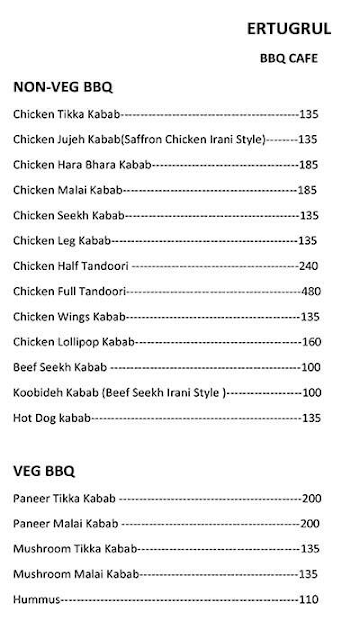 Ertugrul BBQ Cafe menu 