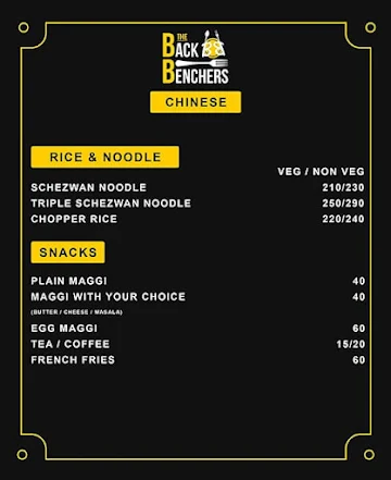 The Back Benchers menu 