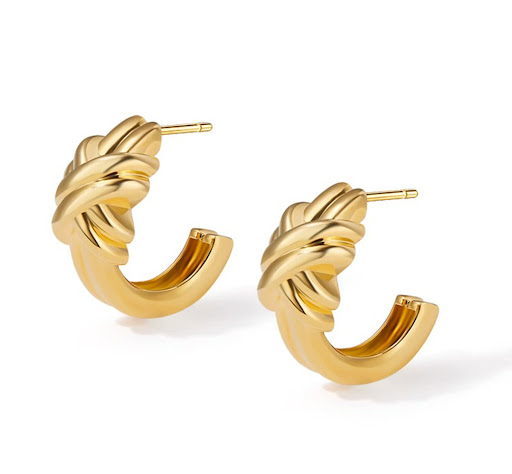 Title 2, Winding C-Shaped Stud Earrings, luxury advanced...