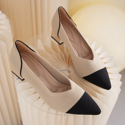 Title 5, Japanese and Korean flying woven womens pumps....