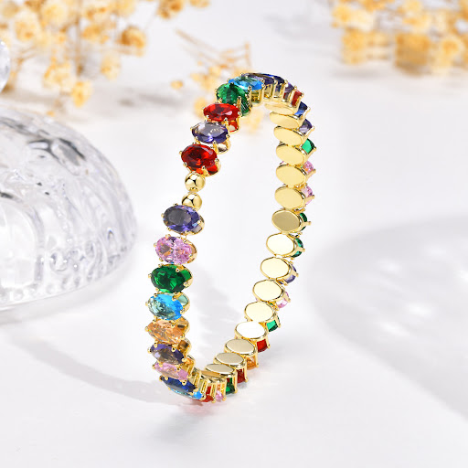 Title 14, Fashion Womens Colorful Oval Zircon Bracelet, ...