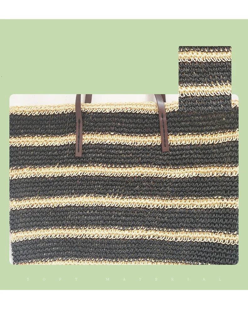 Title 5, Grand sac de plage en crochet à rayures et asso...
