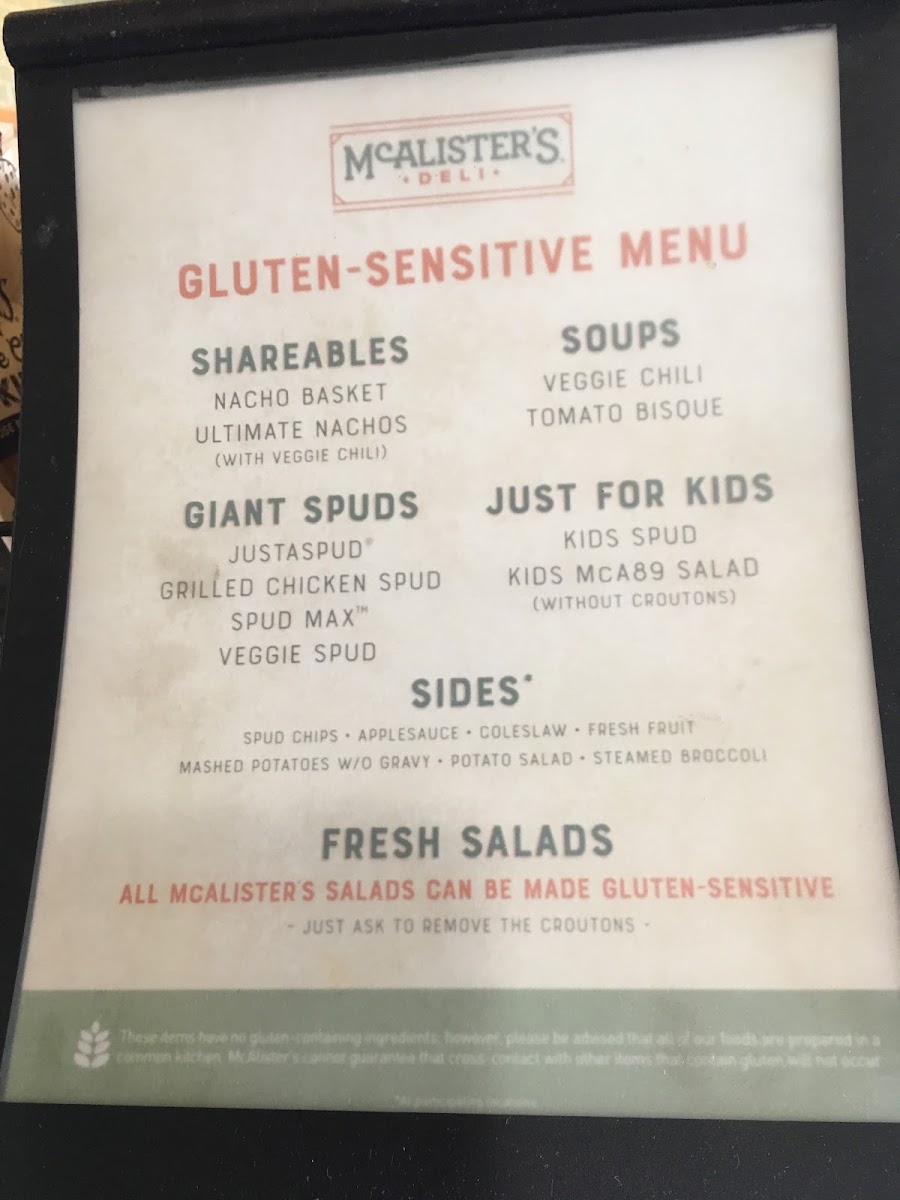 It doesn’t mention the gluten free bread for sandwiches( maybe because it’s not available at all locations), but you can see which sandwich meats don’t contain gluten on their website.