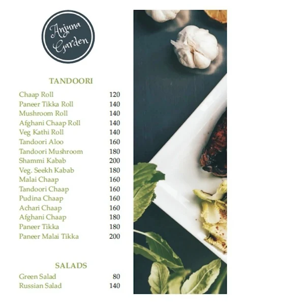 Anjuna Garden menu 