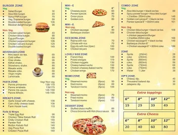 Pizza Zone menu 