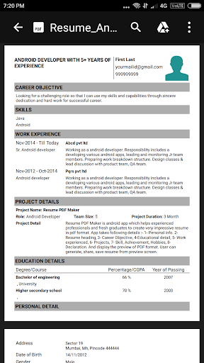 Screenshot Resume PDF Maker / CV Builder