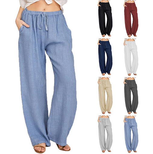 Title 13, Womens Casual Cotton Linen Loose Yoga Pants. C...