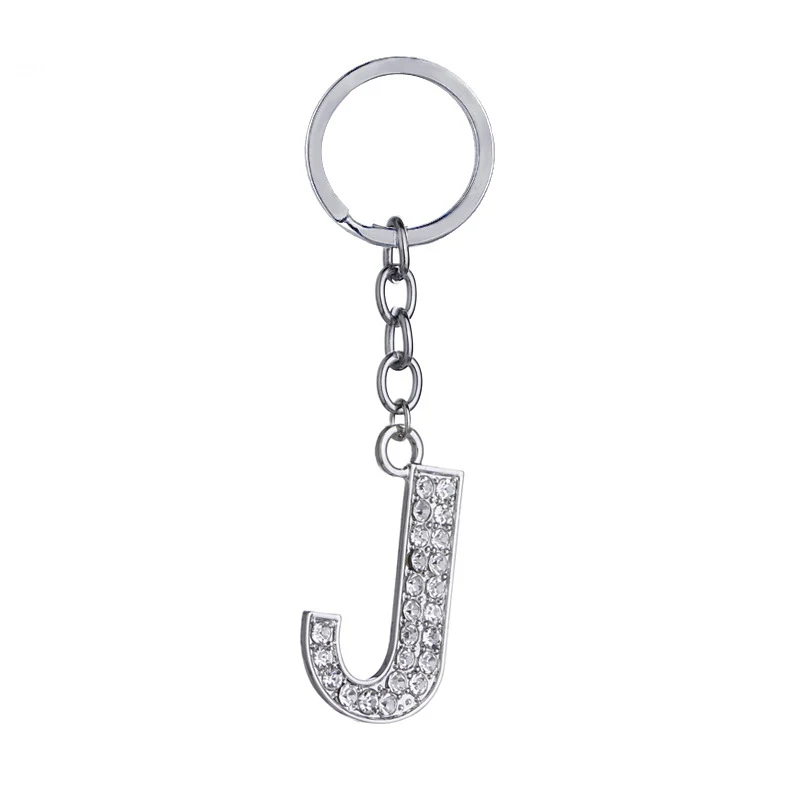 Chaveiro com 26 letras inglesas, pingente de diamante em liga de zinco criativo. Um acessório de chave estiloso e personalizado para presentear.