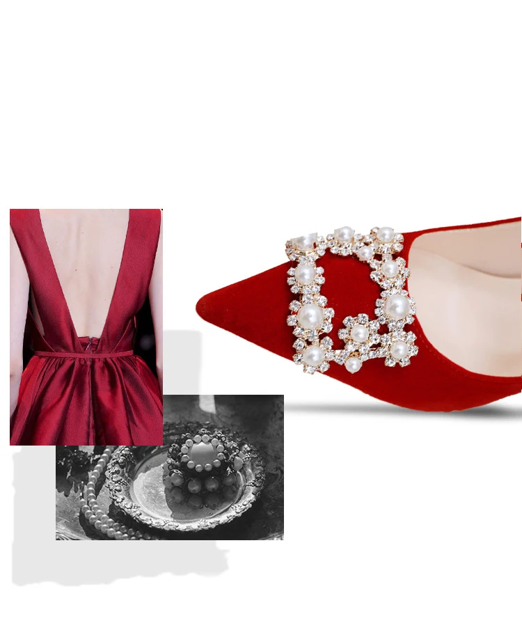 Title 4, Scarpe da sposa a stiletto con strass di perle....