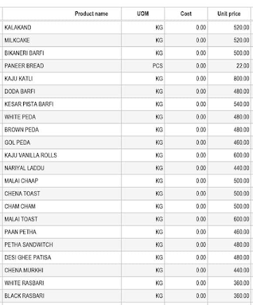 Aggarwal Sweets menu 