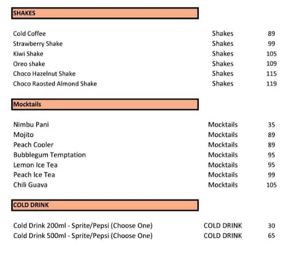 Insta Cafe & Grills menu 