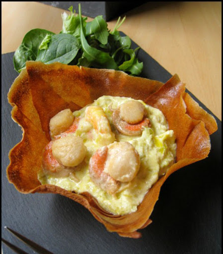 Croustade St Jacques et crevettes