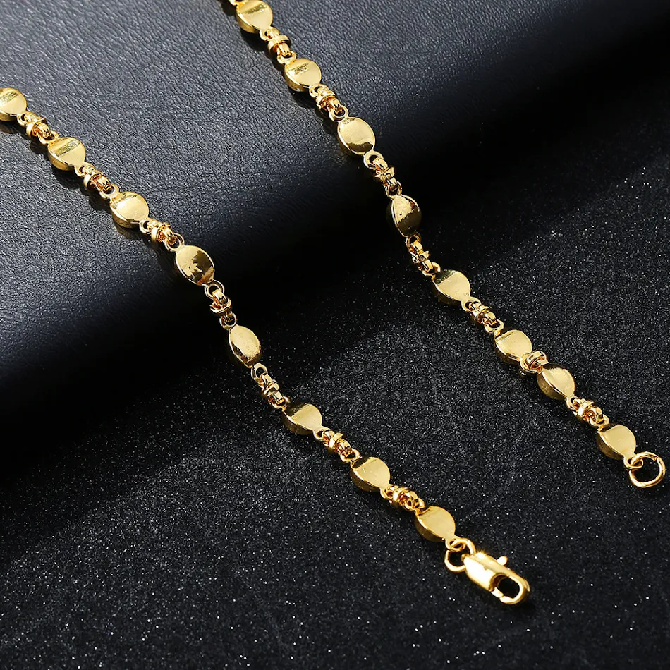 Elegante pulsera chapada en oro de 18K, diseño simple de lingote, collar de moda para mujer, perfecto para realzar tu estilo diario.
