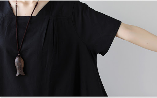 Title 3, Cotton and Linen Short Sleeve Dress for Large S...