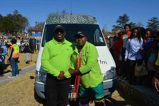 HIGH HOPES: Monwabisi ‘DJ Gudla’B at s h a k a z i ’ Mbangi, right, with Umhlobo Wenene FM station manager Phumzile Mnci Picture: SUPPLIED