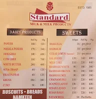 Standard Milk & Milk Product menu 1