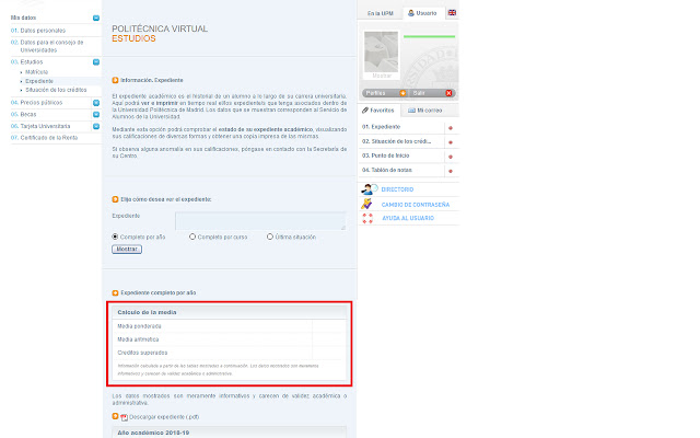 Calculadora Nota Media UPM chrome extension