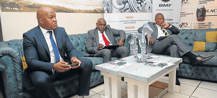 Black Management Forum president Andile Nomlala (left) shared a panel discussion on the economy with Nelson Mandela University’s economics department professor Ronney Ncwadi and finance MEC Oscar Mabuyane.