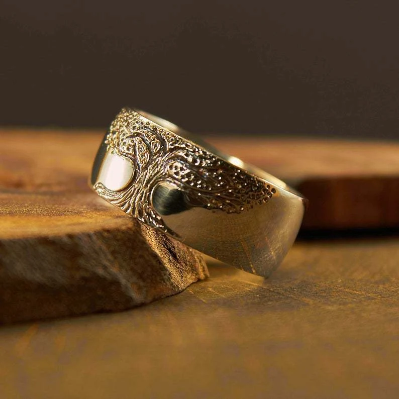 Title 2, Bague Simple Rétro Arbre de Vie Sculpté. Profit...