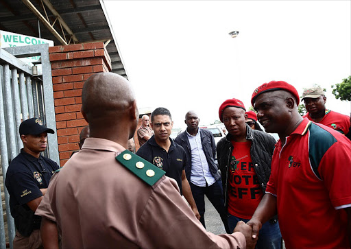 January 8, 2017. EFF leader Julius Malema arriving in Westville Prison to visit Bonginkosi Khanyile, student who was arrested during the Fees Must Fall march. Picture: THULI DLAMINI