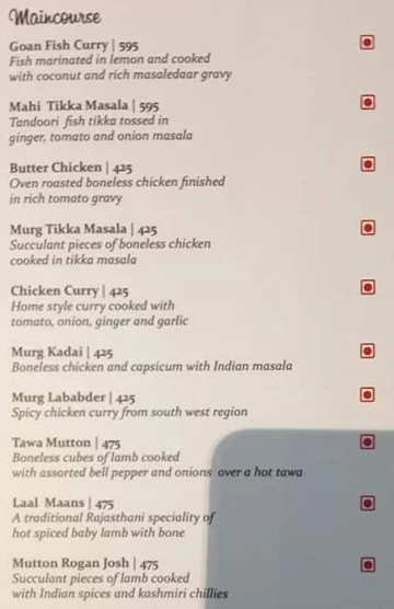 Linx Restaurant menu 