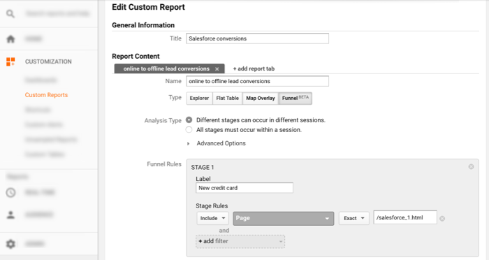 Sample custom funnel