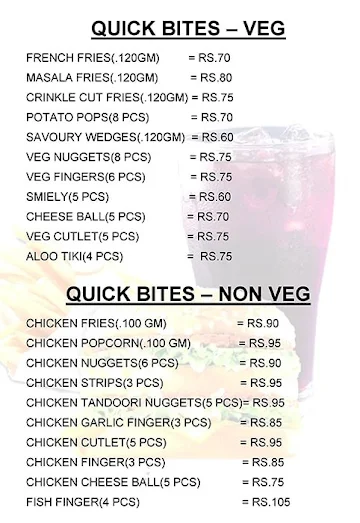 The Boo Shop menu 