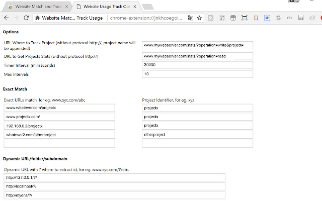 Website Match and Track Usage