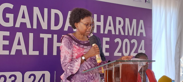 The minister of Health Dr Jane Ruth Aceng presiding over the opening ceremony of the 3rd Uganda pharmaceutical exhibition 2024 at the UMA show ground.