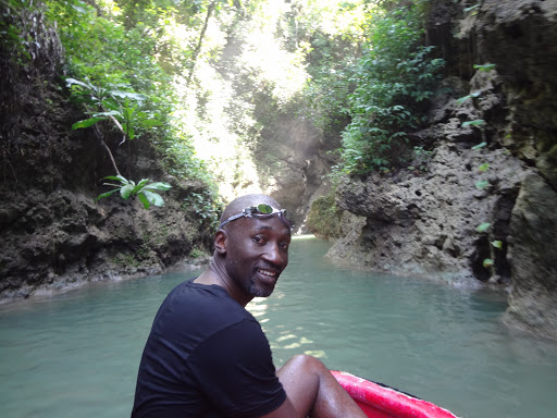 Cave hiding behind a waterfall Jamaica 2013