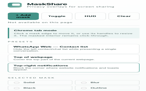 MaskShare — Privacy Overlay for Screen Sharing screenshot 3