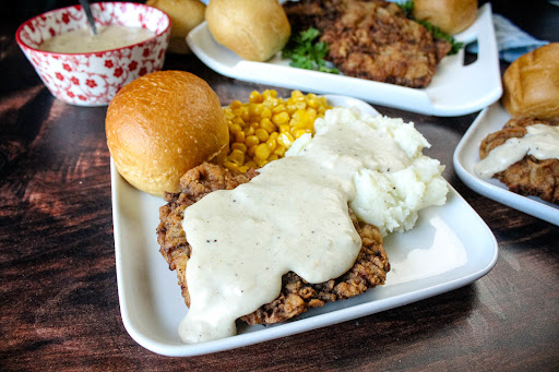 Chicken Fried Steak and Cream Gravy on a plate.