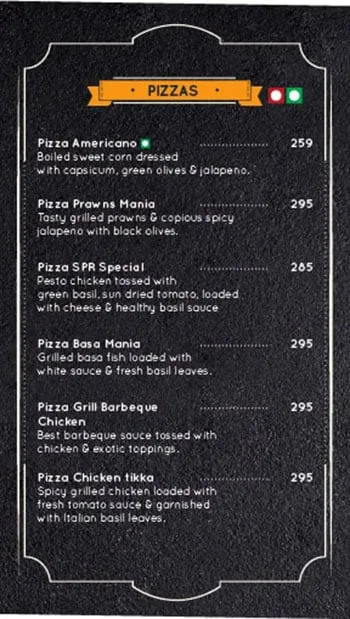 The Spr Cafe menu 