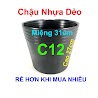 Chậu Nhựa Trồng Cây C12 Đen Dẻo Trồng Rau, Hoa, Cây Cảnh (31X27Cm)