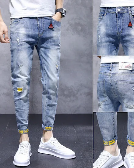 Denim Jeans 2022 Summer New Casual Pants Jean Slim Elasti... - 0