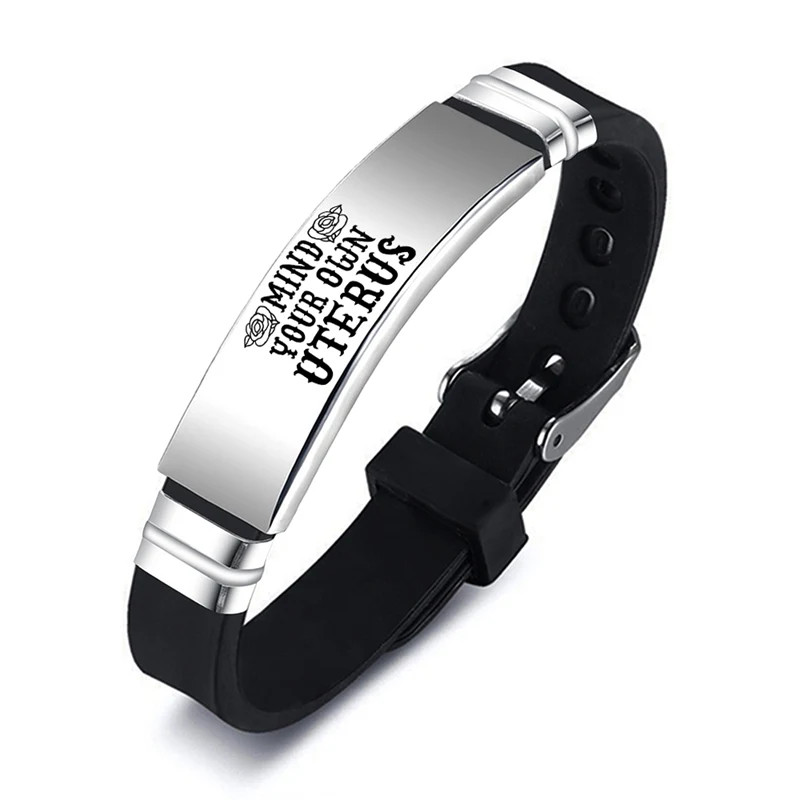 Bracelet en acier inoxydable silicone argenté 