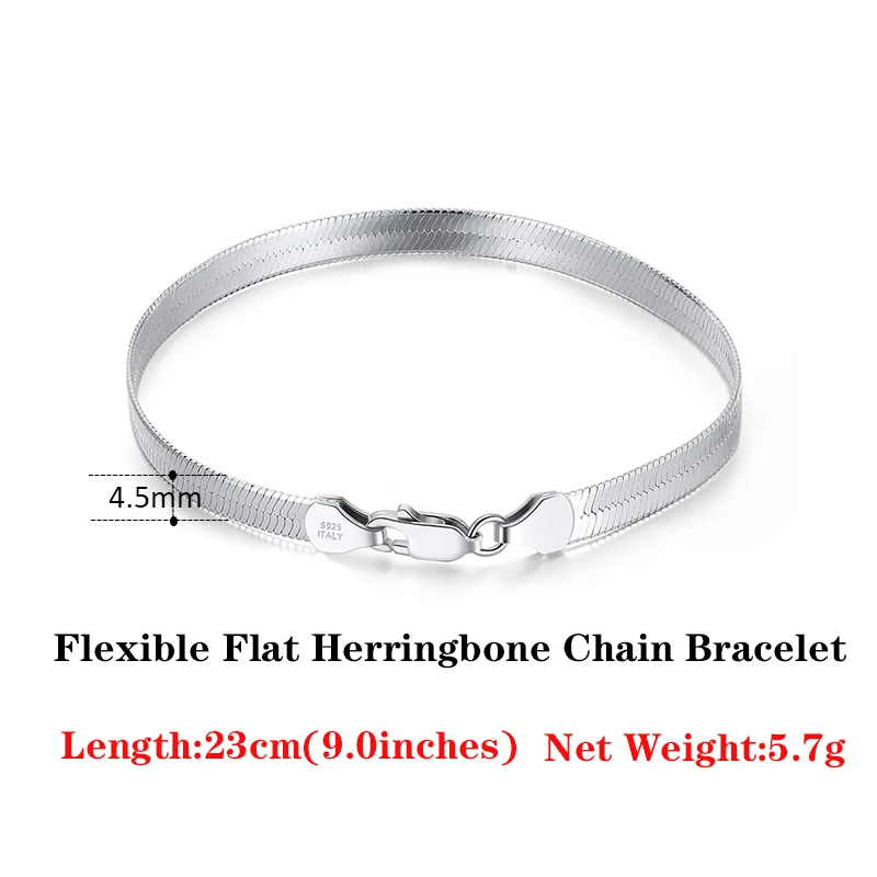 Title 9, S925 Sterling Zilver 4,5 mm Platte Slangenbeen ...