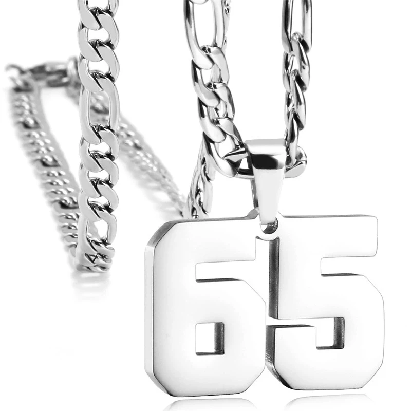 Collier Sport Numérique en Acier Inoxydable pour Athlètes Inspiré des Équipes de Baseball, Basket et Football