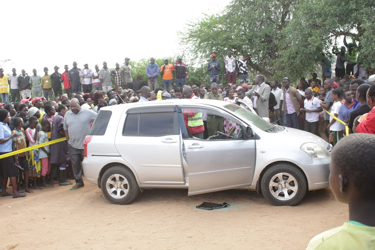 Eunice Kiema's car where her lifeless body was found having been brutally killed