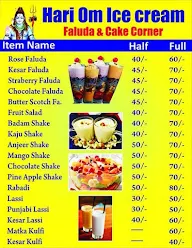 Hari Om Ice Cream & Falooda Cake Corner menu 1