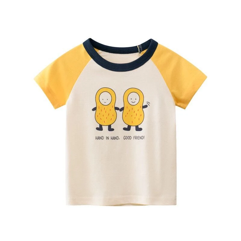 Korte mouwen T-shirt, Western stijl, katoen voor babymeisjes, ronde hals, ademend, perfect voor warme dagen en veel plezier.